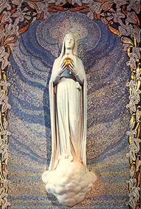 The modern day apparitions of Mary, 1830 forward, depict the Blessed Mother carrying a globe or ball with a cross on top of it.  This is symbolic for Messianic Reign.